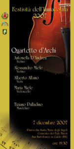 Quartetto darchi questa sera al Convento Quartetto d'archi