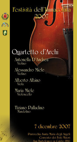 Quartetto darchi questa sera al Convento Quartetto d'archi