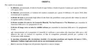Scuole chiuse fino a giovedi’ 1 Marzo 2018