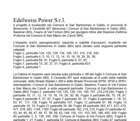 SBiG, Asterix ed Edelweiss Power s.r.l: 7 aerogeneratori in contrada Sant’Angelo da 200m.